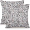Unyqoos® Set van 2 vierkante linnen kussenhoezen met vintage bloemenpatroon
