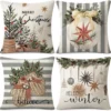 Unyqoos® Set van 4 decoratieve kerst kussenhoezen voor woonkamer en slaapkamer