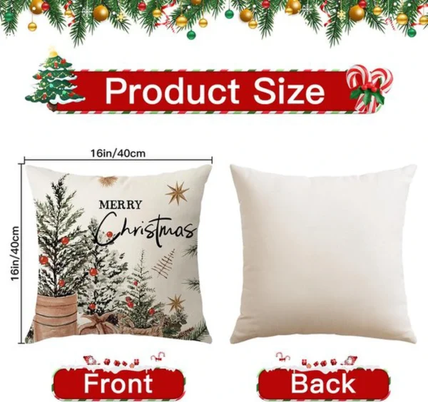 Unyqoos® Set van 4 decoratieve kerst kussenhoezen voor woonkamer en slaapkamer