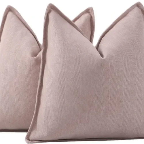 Unyqoos® Set van twee roze chenille kussenhoezen met franjes voor bank en slaapkamer