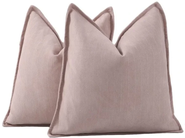 Unyqoos® Set van twee roze chenille kussenhoezen met franjes voor bank en slaapkamer