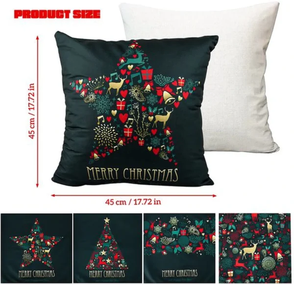P-87213235344486-20260406113512.webp Unyqoos® Set van vier linnen kussenovertrekken met kerstmotieven voor feestelijke sfeer