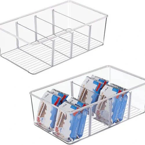 Unyqoos® Handige Stapelbare Opbergdozen voor Keuken en Koelkast met Vier Verstelbare Vakken