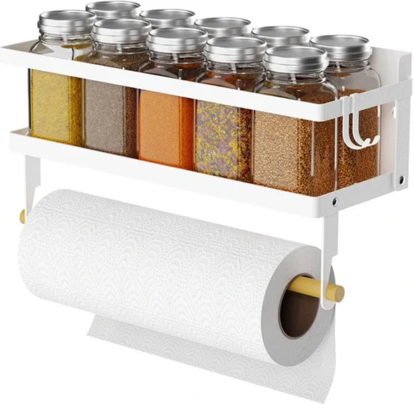 Unyqoos® Kruidenopslag Magnetisch Rek met Handdoekhouder en Inklapbaar Ontwerp voor Keukenorganisatie
