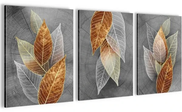 Unyqoos® Abstracte muurschilderingset met bladeren voor stijlvolle interieurdecoratie