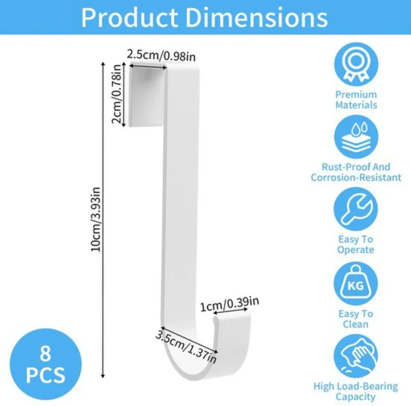 P-87213235397571-20260406120156.webp Unyqoos® Set van 8 multifunctionele haken voor deur en kast met eenvoudig design