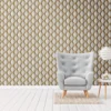 Unyqoos® Hoogwaardig 3D Vliesbehang in Goud en Wit voor Moderne Interieurs