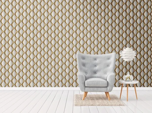Unyqoos® Hoogwaardig 3D Vliesbehang in Goud en Wit voor Moderne Interieurs