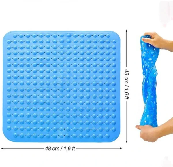 P-87213235448743-20260405135533.webp Unyqoos® Vierkante antislip douchemat met massage-effect en zuignappen in zeeblauw