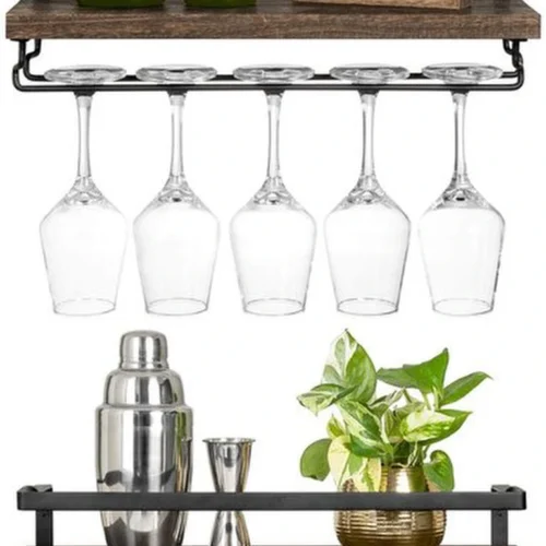 Unyqoos® Rustieke wandgemonteerde wijnrekken set van 2 voor stijlvolle wijnopslag