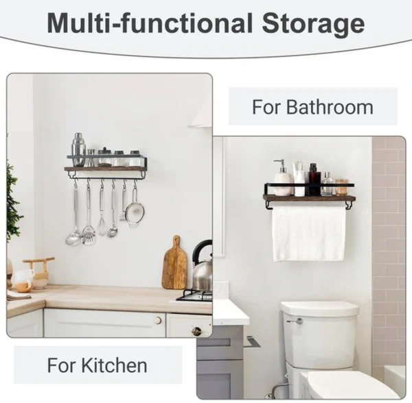 Unyqoos® Rustieke wandgemonteerde wijnrekken set van 2 voor stijlvolle wijnopslag