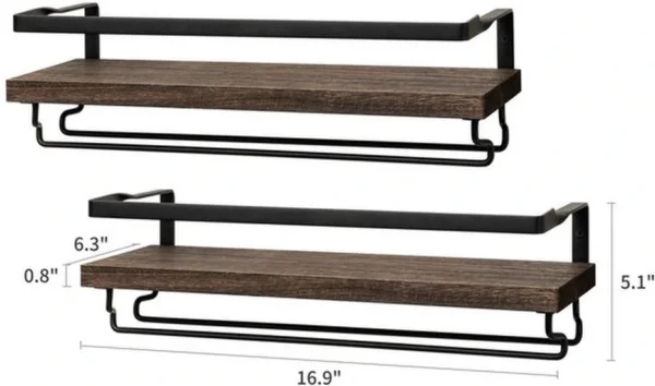 Unyqoos® Rustieke wandgemonteerde wijnrekken set van 2 voor stijlvolle wijnopslag