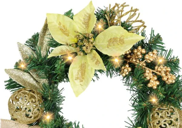 Unyqoos® Sfeervolle Kerstkrans met LED-verlichting en Decoratieve Elementen van 30 cm