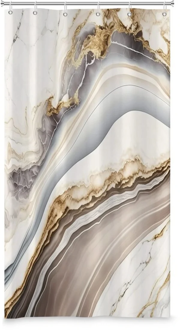 Unyqoos® Elegant Grijs Douchegordijn met Marmerpatroon voor Luxe Badkamerervaring