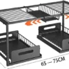 Unyqoos® Uitbreidbare Stalen Onderkast Organisator met Uittrekbare Mand en Verstelbare Niveaus voor Keuken en Badkamer