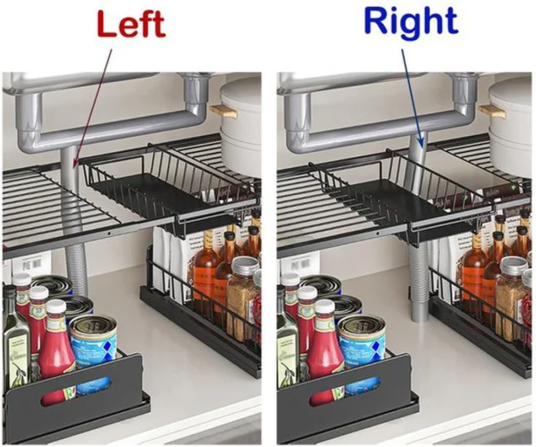 Unyqoos® Uitbreidbare Stalen Onderkast Organisator met Uittrekbare Mand en Verstelbare Niveaus voor Keuken en Badkamer