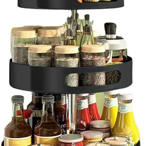 Unyqoos® Kruidenrek Organizer met Draaiplateau en Hoogteverstelling voor Keuken en Badkamer