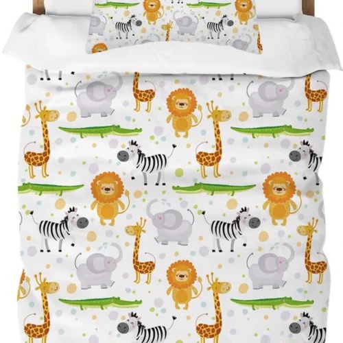 Unyqoos® Levendig Kinderbeddengoed Set met Safari Dierenprint en Ritssluiting voor Jongens, 100 x 135 cm