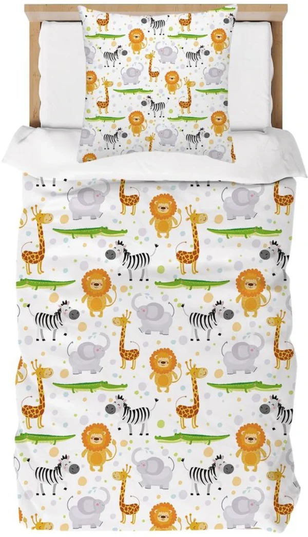 Unyqoos® Levendig Kinderbeddengoed Set met Safari Dierenprint en Ritssluiting voor Jongens, 100 x 135 cm