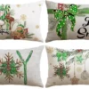 Unyqoos® Set van vier feestelijke kussenslopen met kerstmotief voor de woonkamer