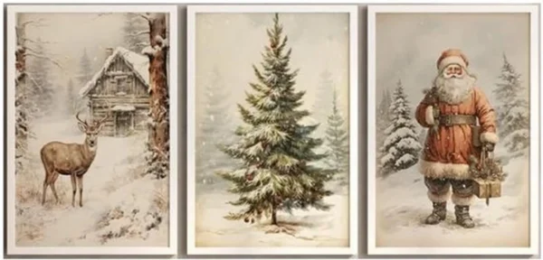 P-87213235592362-20260406123655.webp Unyqoos® Set van 3 Vintage Kunstposters met Winterse Thema's voor Huisdecoratie