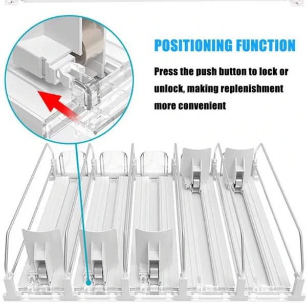 Unyqoos® Automatische drankorganizer voor koelkast met drie rekken en zelfschuifsysteem