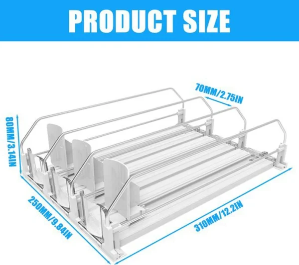 Unyqoos® Automatische drankorganizer voor koelkast met drie rekken en zelfschuifsysteem