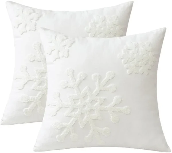 Unyqoos® Set van 2 decoratieve kussenslopen met winterse sneeuwvlok voor huisdecoratie