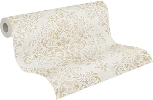 Unyqoos® Elegant vliesbehang met barokke ornamenten in beige en bruin tinten, beige-bruin