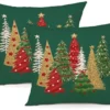 Unyqoos® Set van 2 decoratieve kerstkussenhoezen van linnen voor binnen en buiten