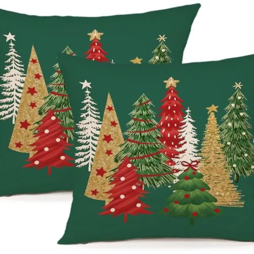 P-87213235625880-20260406114019.webp Unyqoos® Set van 2 decoratieve kerstkussenhoezen van linnen voor binnen en buiten