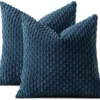 Unyqoos® Set van twee stijlvolle blauwe kussenslopen van zachte corduroy stof