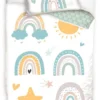 Unyqoos® Kinderbeddengoedset Regenboog en Zon, 100% Katoen, Geschikt voor Meisjes en Jongens, Inclusief Kussensloop