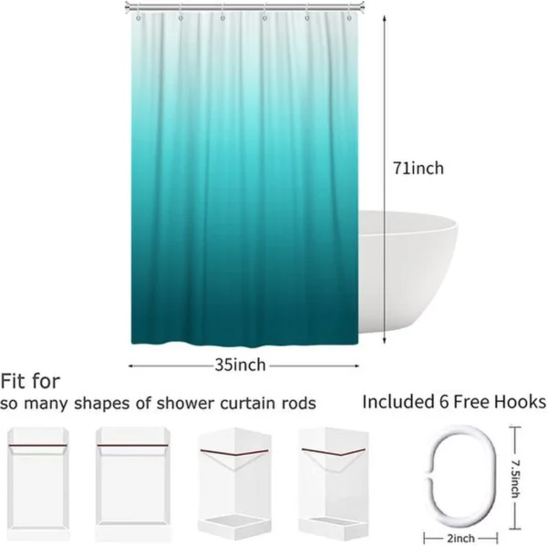 Unyqoos® Modern Douchegordijn met Turquoise Ombre Design voor Stijlvolle Badkamers