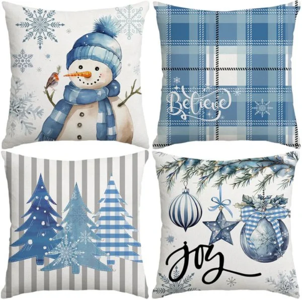 P-87213235668450-20260406111822.webp Unyqoos® Set van 4 decoratieve kerstkussenslopen met winterse ontwerpen en verborgen ritssluiting