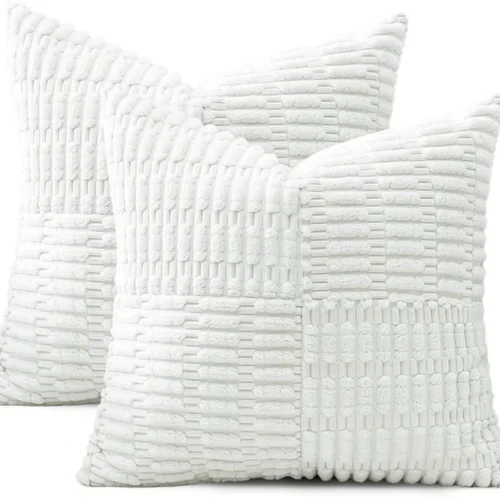 Unyqoos® Set van 2 zachte corduroy kussenslopen met gestreept patroon voor diverse interieurstijlen