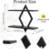 P-87213235679411-20260406082547.webp Unyqoos® Set van twee zwarte houten wandrekken in diamantvorm voor stijlvolle opbergruimte