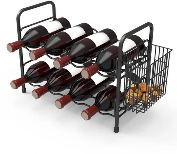 P-87213235680230-20260406105834.webp Unyqoos® Stijlvol metalen wijnrek voor 8 flessen, ideaal voor keuken en bar
