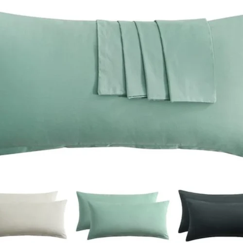 P-87213235699450-20260406112811.webp Unyqoos® Katoenen kussenslopen set van 2 met ritssluiting in saliegroen voor optimaal slaapcomfort