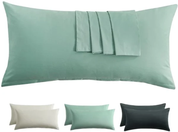 Unyqoos® Katoenen kussenslopen set van 2 met ritssluiting in saliegroen voor optimaal slaapcomfort