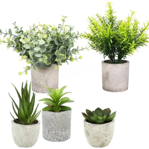 P-87213235700330-20260405140137.webp Unyqoos® Set van vijf realistische kunstplanten voor decoratie in elke ruimte, groente, 21cm, stuks 5