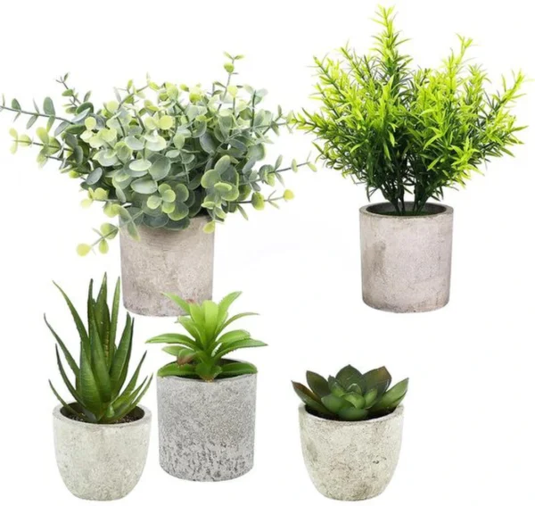 P-87213235700330-20260405140137.webp Unyqoos® Set van vijf realistische kunstplanten voor decoratie in elke ruimte, groente, 21cm, stuks 5