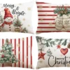 Unyqoos® Set van 4 decoratieve kerstkussenhoezen met sneeuwpopdesign in rood