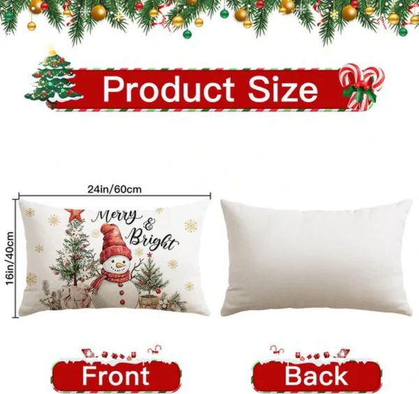 Unyqoos® Set van 4 decoratieve kerstkussenhoezen met sneeuwpopdesign in rood