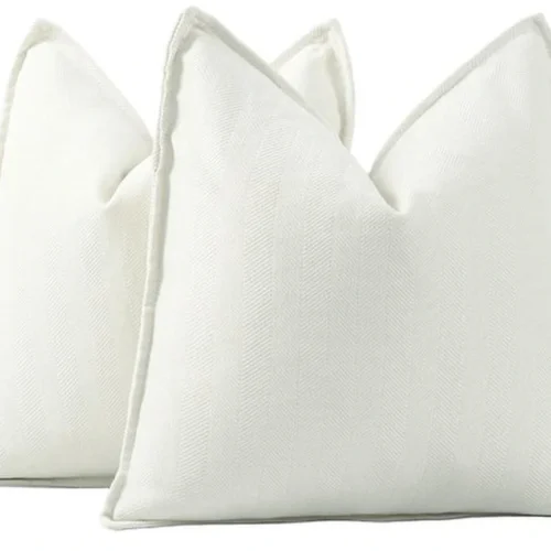 Unyqoos® Set van twee stijlvolle witte chenille kussenhoezen met franjes voor bank en slaapkamer