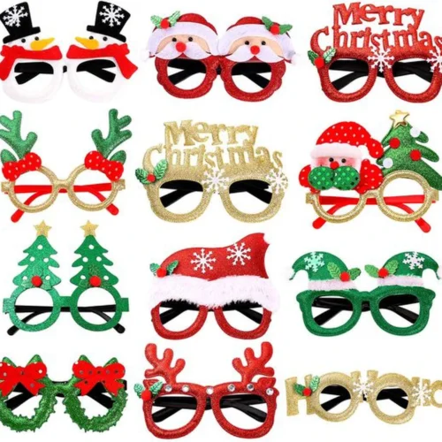 P-87213235729380-20260406092558.webp Unyqoos® Set van 12 feestelijke kerstbrillen met glitter voor kerstfeestjes