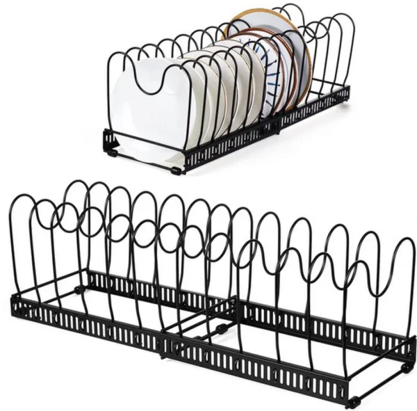 Unyqoos® Uitbreidbare en Multifunctionele Pannen- en Dekselorganizer voor Keukenopslag met 13 Delen in Zwart