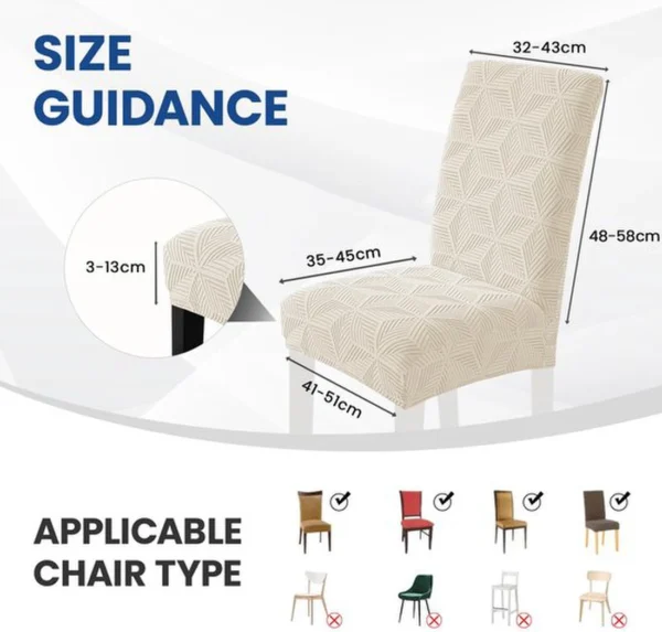 Unyqoos® Set van 6 elastische stoelhoezen voor diverse stoelen, beige kleur