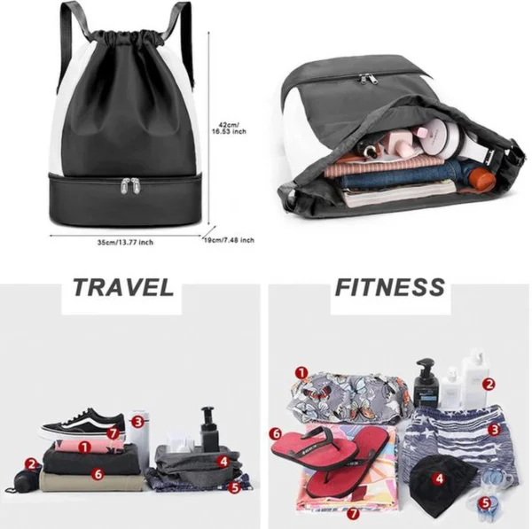 P-87213235753041-20260406084106.webp Unyqoos® Waterdichte gymtas met trekkoord en schoenenvak voor sport en reizen