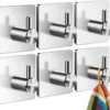 P-87213235766770-20260405183426.webp Unyqoos® Zilverkleurige zelfklevende handdoekhaken set van 6 voor badkamer en keuken